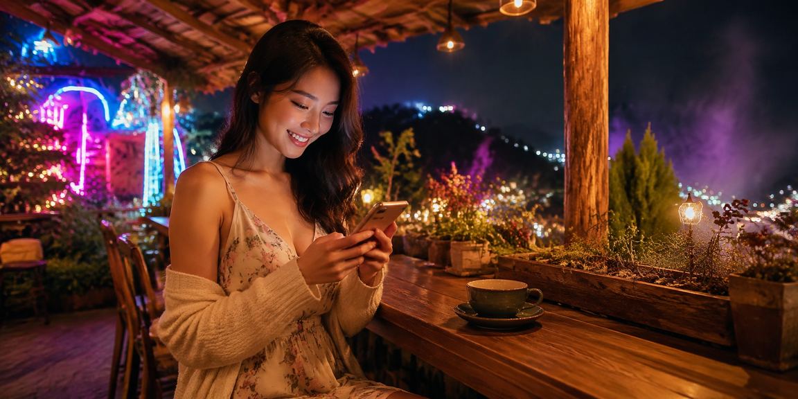 Người dùng Đà Lạt xem xổ số và đặt cược trực tuyến trong quán cà phê tại phố núi